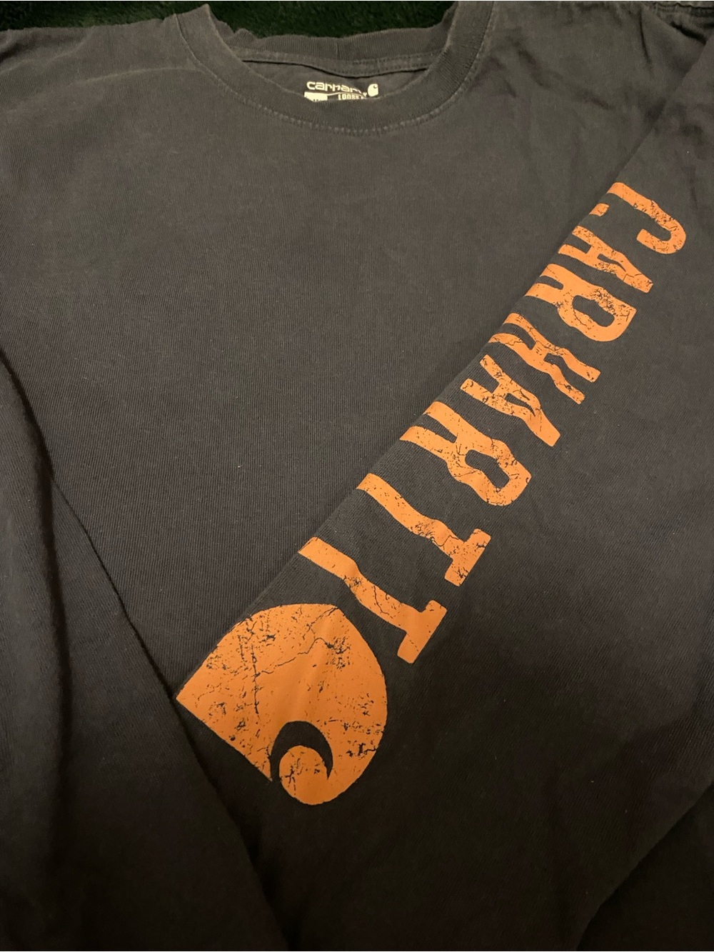 Carhartt Men’s Long Sleeve Graphic Tee Faded Grey Blue Size Medium